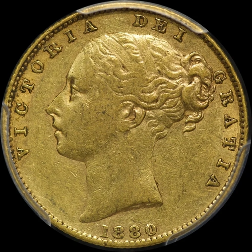 1880 Sydney Shield Sovereign Inverted A Error PCGS XF40