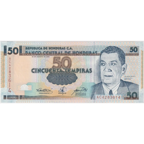 Honduras 2001 50 Lempiras P#88a Uncirculated