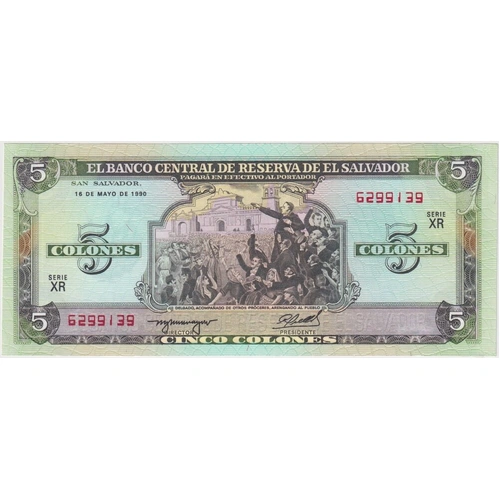 El Salvador 1990 5 Colones P#138 Uncirculated