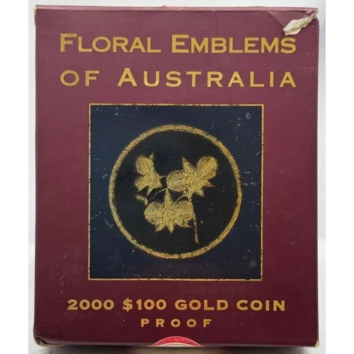 2000 Gold 100 Dollar Proof Coin Floral Emblems - Cooktown Orchid