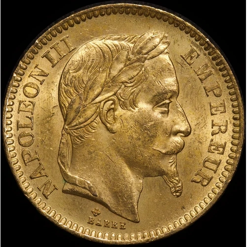 France 1864-A Gold 20 Franc KM#801.1 about Unc