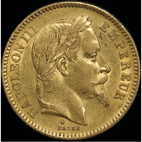 France 1863-BB Gold 20 Franc KM#801.1 good VF