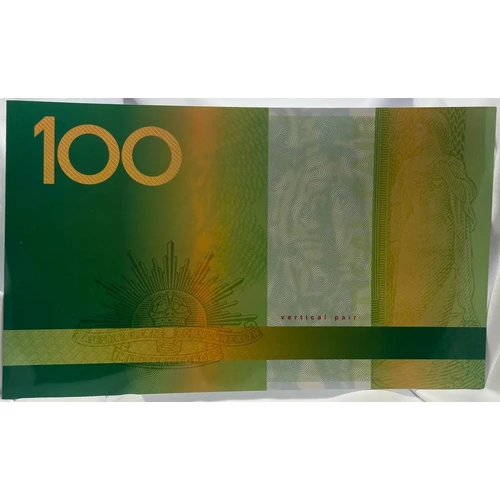 1999 100 Dollars Uncut Vertical Pair Premium Red Serials