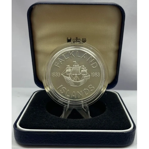 Falkland Islands 1983 Silver Proof Crown KM#19a 150th Anniversary