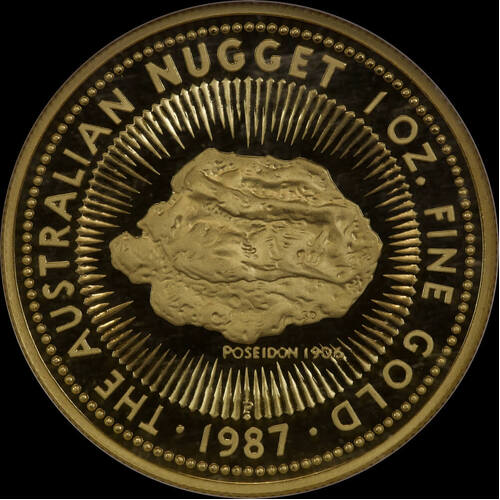 1987 Gold 1oz Proof Coin - Poseidon Nugget NGC PF70UC