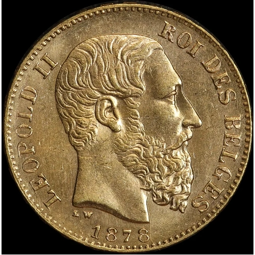 Belgium 1878 Gold 20 Francs KM#37 Uncirculated