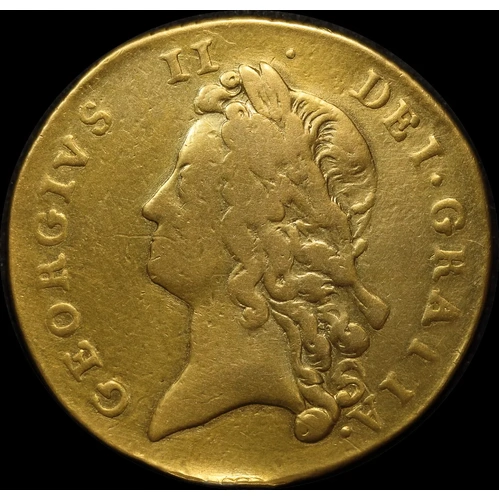 George II 1738 Gold Two Guineas S# 3667 good Fine (Ex mount)