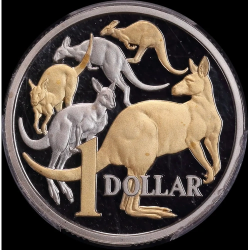 One Dollar 2014 Gold-Plated Copper-Nickel Proof Coin Mob of Roos PCGS PR69DCAM