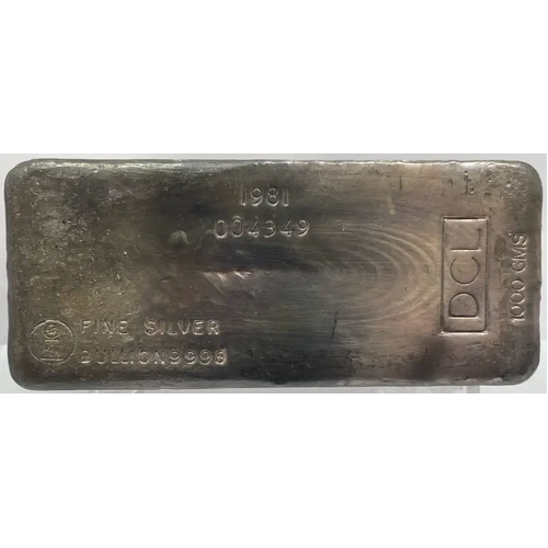 Vintage Harringtons / DCL 1kg Kilo Cast Silver Ingot 99.98%