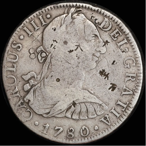 Mexico 1780 Silver 8 Reales KM# 106.20 Fine Multiple Chopmarks