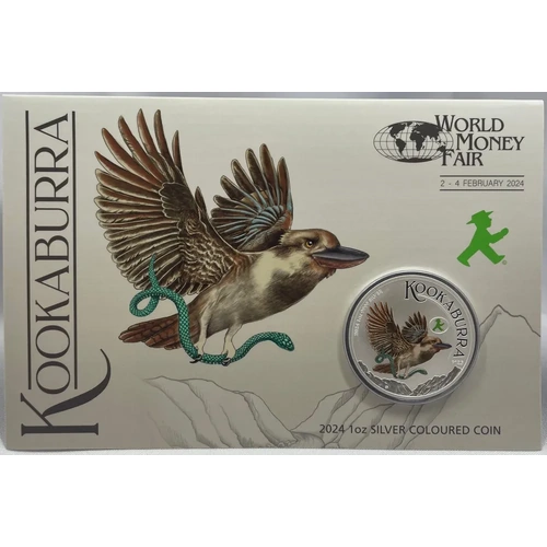 2024 Silver 1 Ounce Coloured Coin Kookaburra World Money Fair