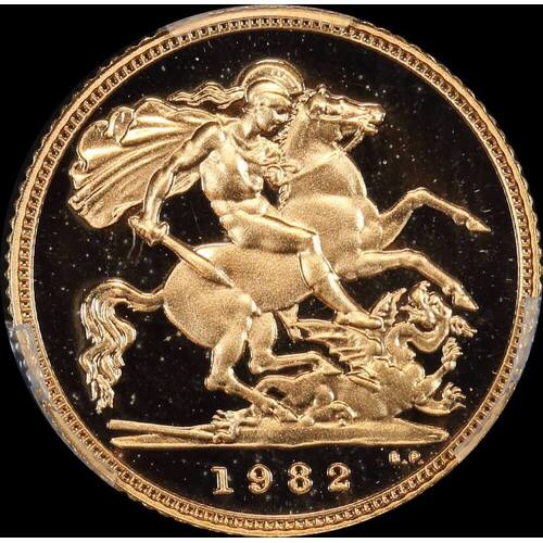 Great Britain 1982 Gold Proof Half Sovereign in Presentation Case