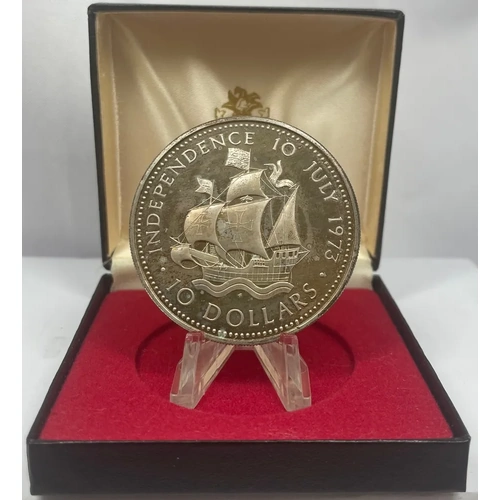 Bahamas 1973 Silver 10 Dollars Proof Coin Independence Day