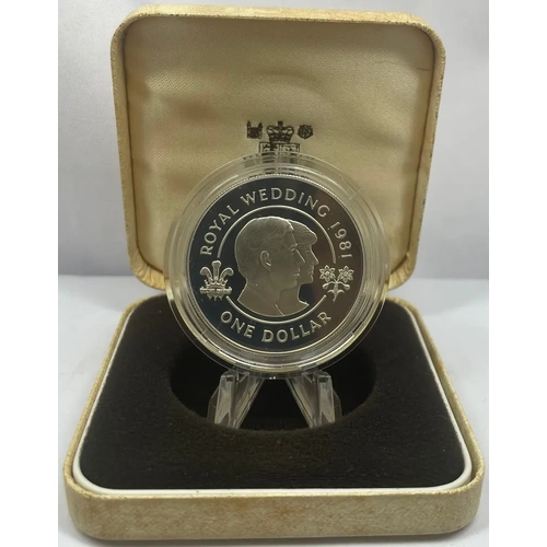 Bermuda 1981 Silver 1 Dollar Proof Coin Royal Wedding