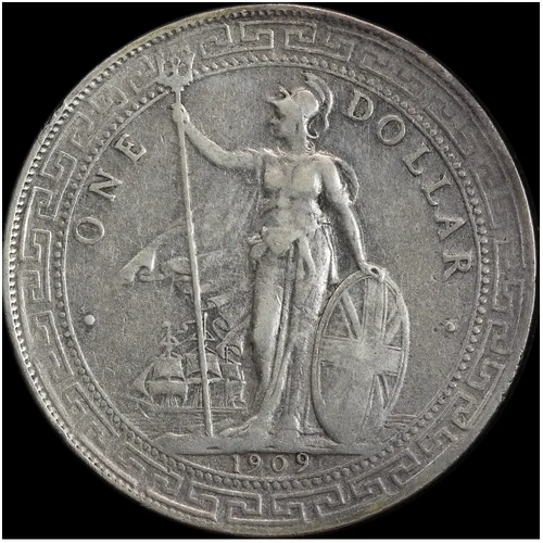 Great Britain 1908-B Silver Trade Dollar KM#T5 about VF