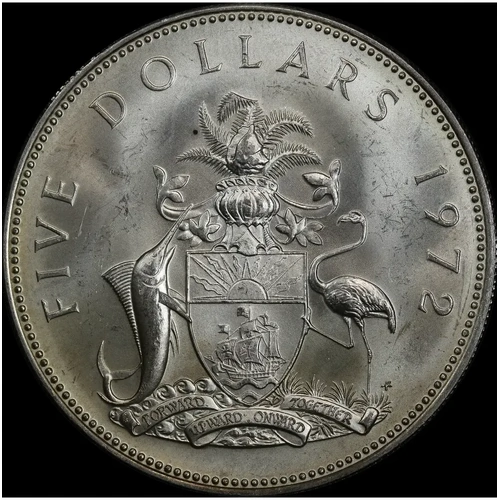 Bahamas 1972 Silver 5 Dollars KM# 33 Uncirculated