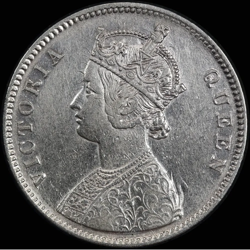 India (British) 1862 Silver Rupee KM#473.1 good VF