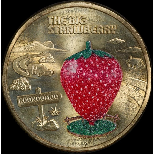 2025 Coloured 1 Dollar Uncirculated Coin Aussie Big Things Giant Strawberry