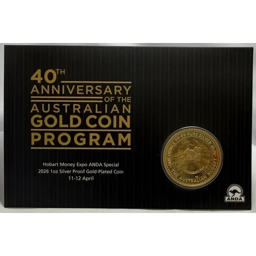2026 Silver 1 Ounce Gold Plated Coin Gold Nugget 40th Anniversary ANDA Hobart Money Expo