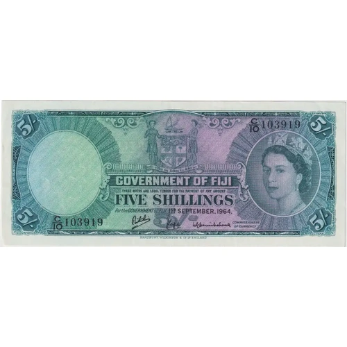 Fiji 1964 Five Shillings P# 51d about Unc