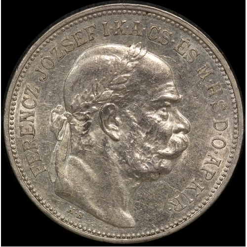 Hungary 1912 Silver 2 Korona KM# 493 about Unc