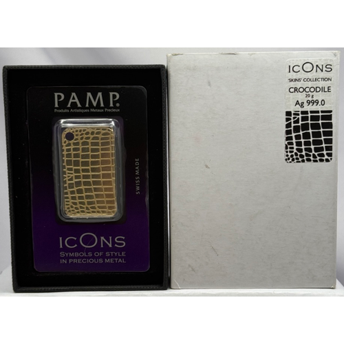 PAMP Suisse Silver 20g Icons Skins Collection Crocodile