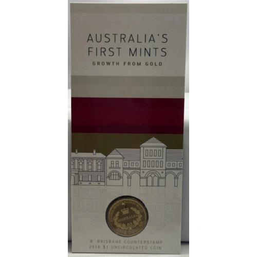 2016 1 Dollar Uncirculated Coin Australia's First Mints Brisbane Counterstamp