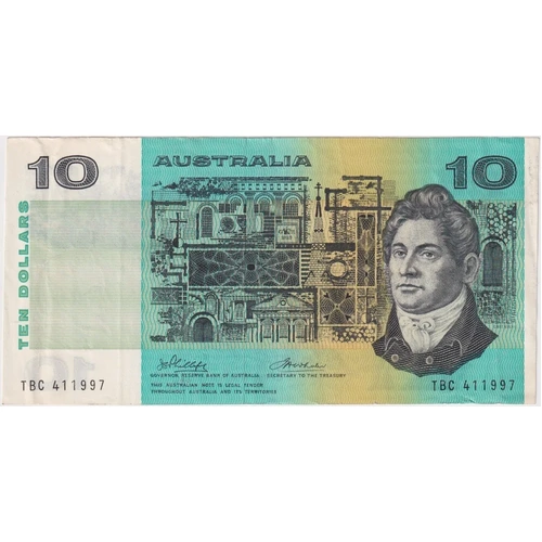 1974 $10 Note Australia Phillips/Wheeler TBC 1st Prefix R305F Extremely Fine