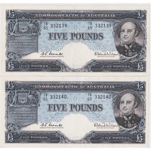1960 Five Pound Consecutive Pair Coombs/Wilson R50 Extremely Fine