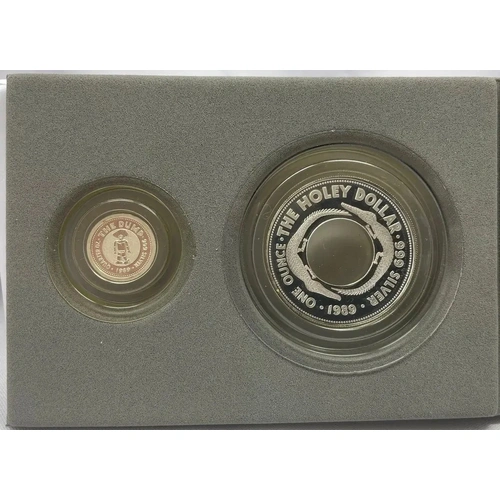 1989 Silver Proof Holey Dollar And Dump Coin Set No Sleeve