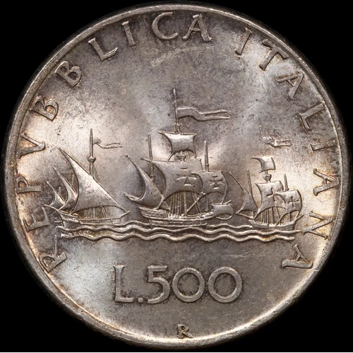 Italy 1958 Silver 500 Lire KM# 98 Uncirculated
