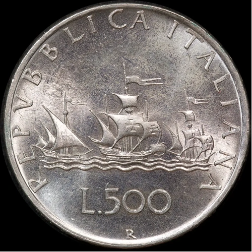 Italy 1959 Silver 500 Lire KM# 98 Uncirculated