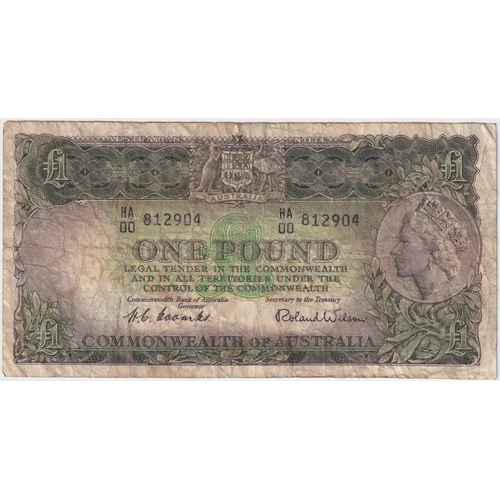 1953 One Pound Coombs/Wilson HA/00 First Prefix R33F Fine