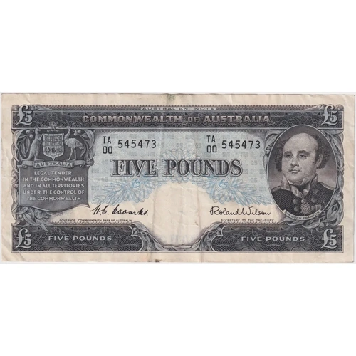 1954 Five Pound First Prefix TA/00 Coombs/Wilson R49F Fine