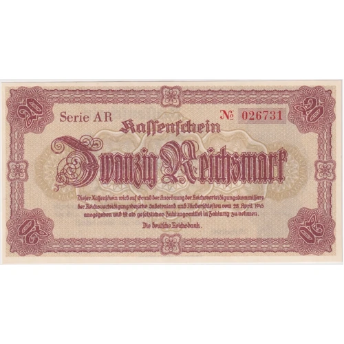 Germany 1945 20 Reichsmark Emergency Issue P#187 Uncirculated