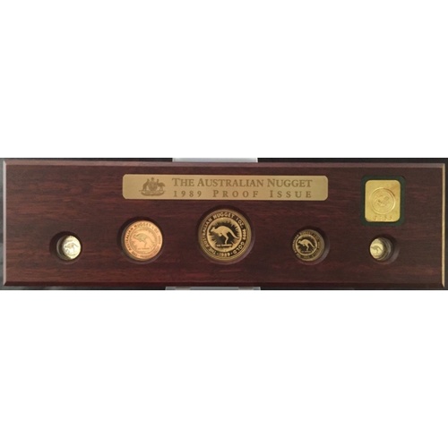 1989 Perth Mint Kangaroo Nugget Gold Five Coin Proof Set (1oz to 1/20oz)