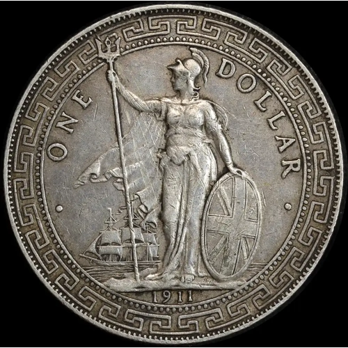 Great Britain 1911-B Silver Trade Dollar KM#T5 good VF
