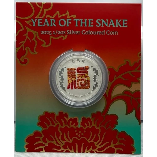 2025 Silver 1/2 Ounce Coloured Coin Snake Fu Prosperity