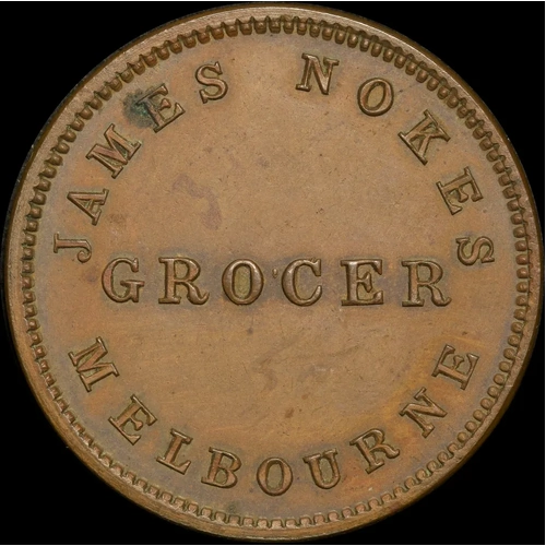 1854 James Nokes Copper Halfpenny Token A406 Uncirculated