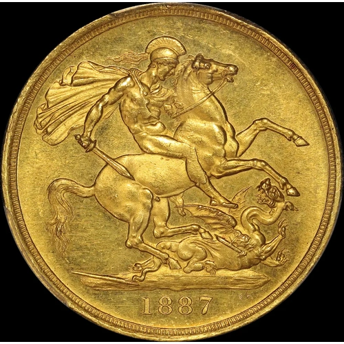 1887 Gold Two Pounds Victoria S#3865 PCGS Genuine Unc Details