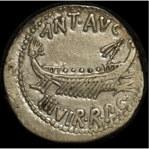 Ancient Rome (Republican) 32 ~ 31 BC Mark Antony Silver Denarius S#1479 Very Fine