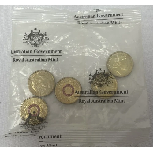 2015 2 Dollar Mint Bag of 5 Coins Lest We Forget War Graves