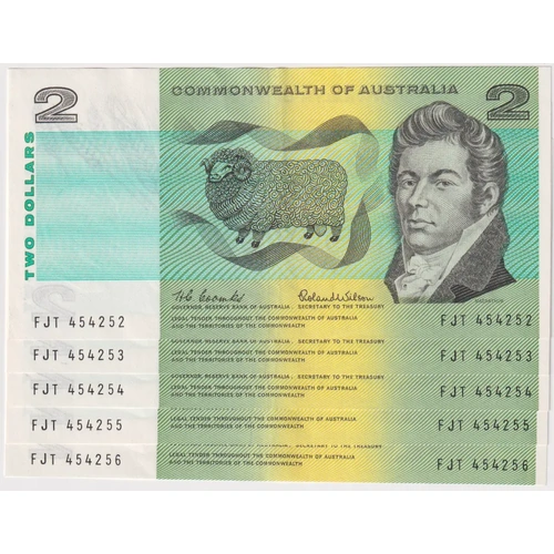 1966 $2 Note Consecutive Run of 5 Coombs/Wilson R81 good EF