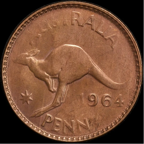 1964 Melbourne Penny Strike-through Error Uncirculated