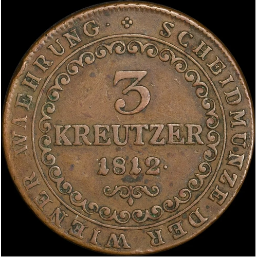 Austrian Empire 1812-A Copper 3 Kreuzers Francis I KM#2116 good VF