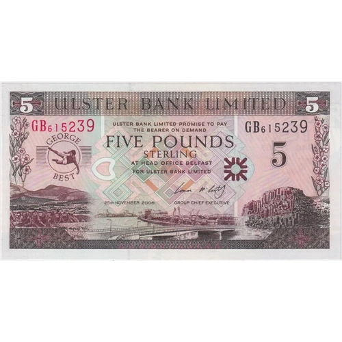 Northern Ireland Ulster Bank 2006 5 Pounds P#339 Uncirculated George Best