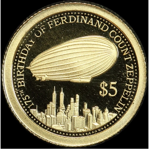 Cook Islands 2013 Gold 5 Dollars Half Gram Coin Zeppelin