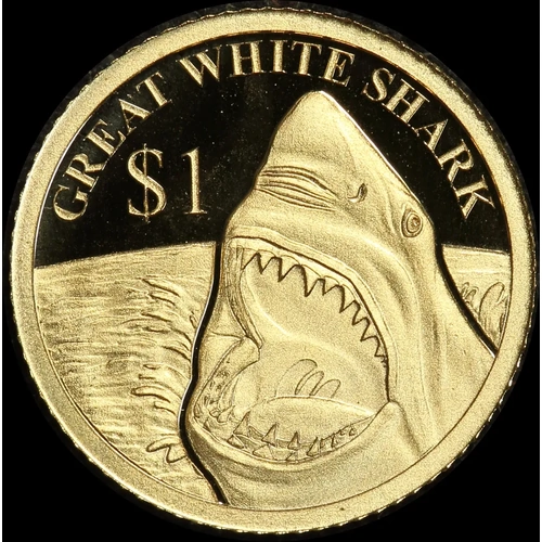 Fiji 2016 Gold 1 Dollar Half Gram Coin Great White Shark