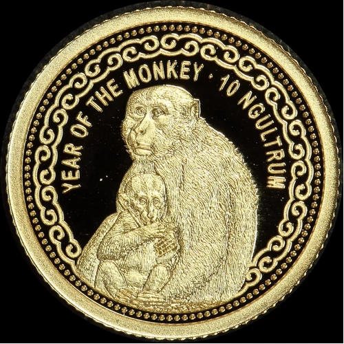 Bhutan 2016 Gold 10 Ngultrum Half Gram Coin Year of the Monkey