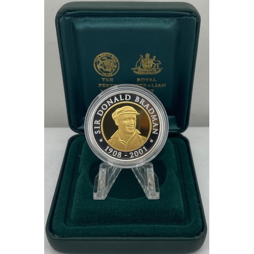2001 Gold Bimetal Twenty Dollar Proof Coin Don Bradman